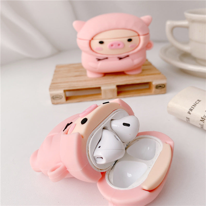 Compatible with Apple, Compatible with Apple , Cochon mignon pour AirPods 1 2 Pro Case Cartoon Rose Pet Box Soft