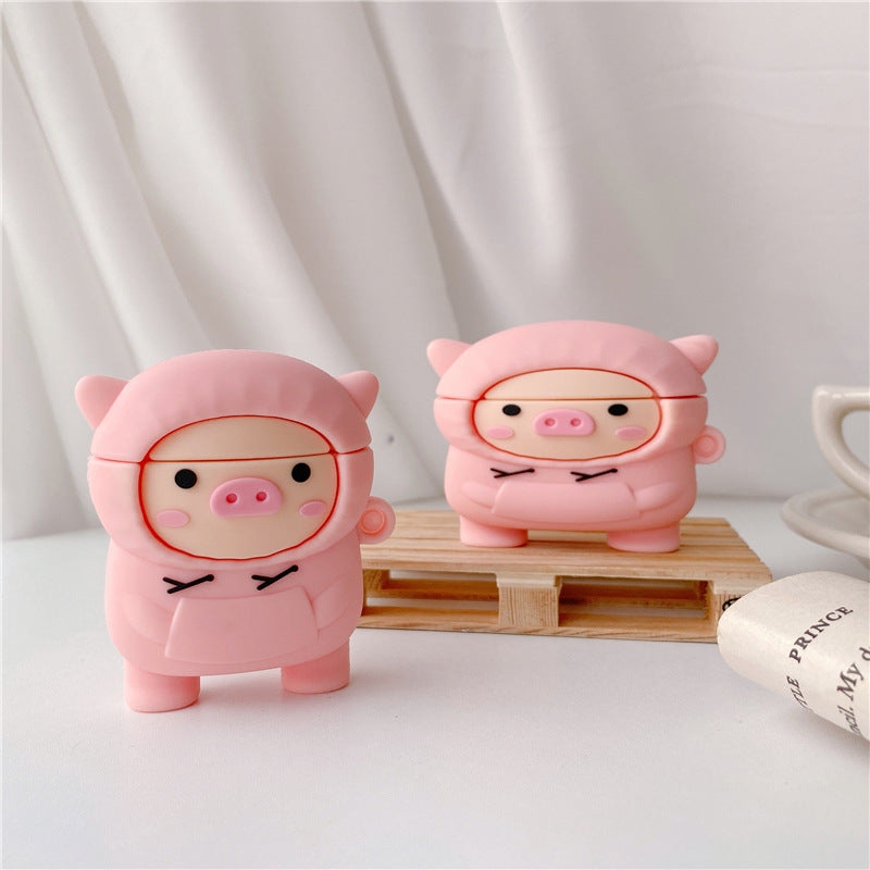 Compatible with Apple, Compatible with Apple , Cochon mignon pour AirPods 1 2 Pro Case Cartoon Rose Pet Box Soft