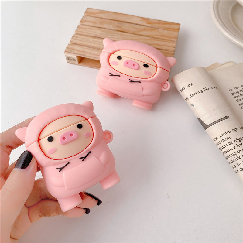 Compatible with Apple, Compatible with Apple , Cochon mignon pour AirPods 1 2 Pro Case Cartoon Rose Pet Box Soft