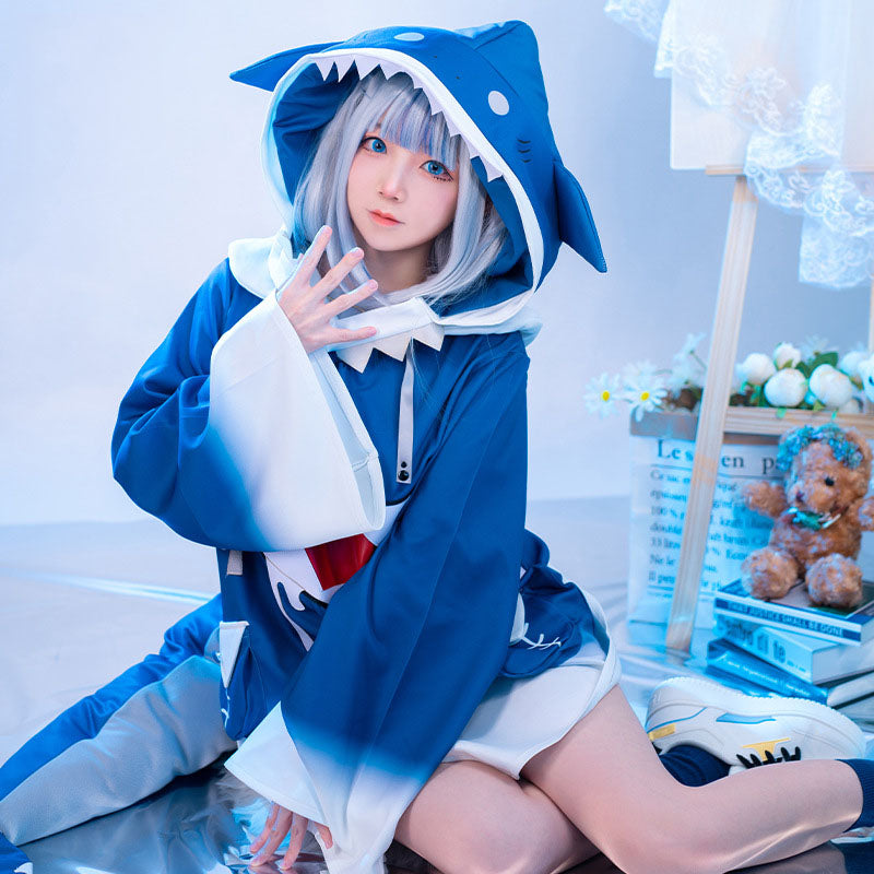 Hololive VTuber virtual anchor Kawu Gula shark cosplay costume wig