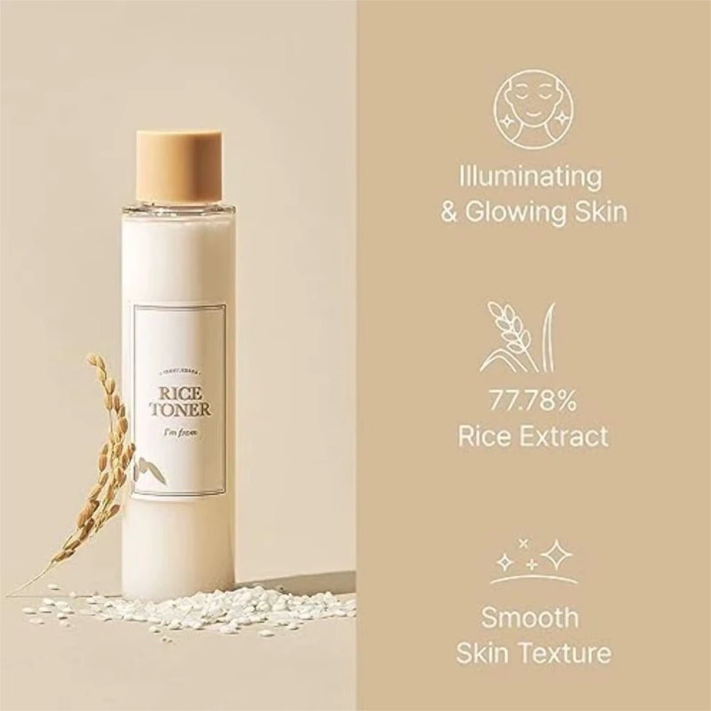 Rice Toner 77.78% Rice Extract Glow Essence with Niacinamide Hydrating for Dry Skin Vegan Beauty Toner 5.07 Fl Oz/ 150 Ml