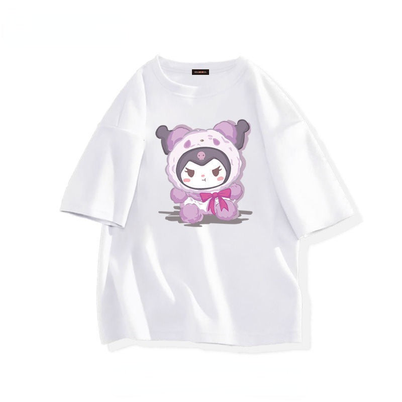 Kawaii Sanrio Kuromi T-shirt Cute Anime Cartoon Lovers' Pure