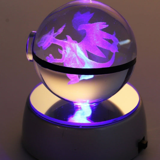 Pokemon Crystal Ball 3D Pikachu Gengar Mew Mewtwo Lamp Base Pokeball Crystal Pokemon Glass Ball Figure Night Light Birthday Gift