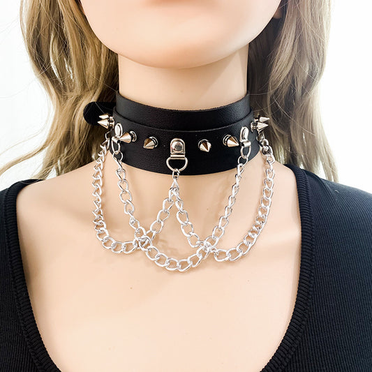 Gothic Exaggerated PU Leather Collar