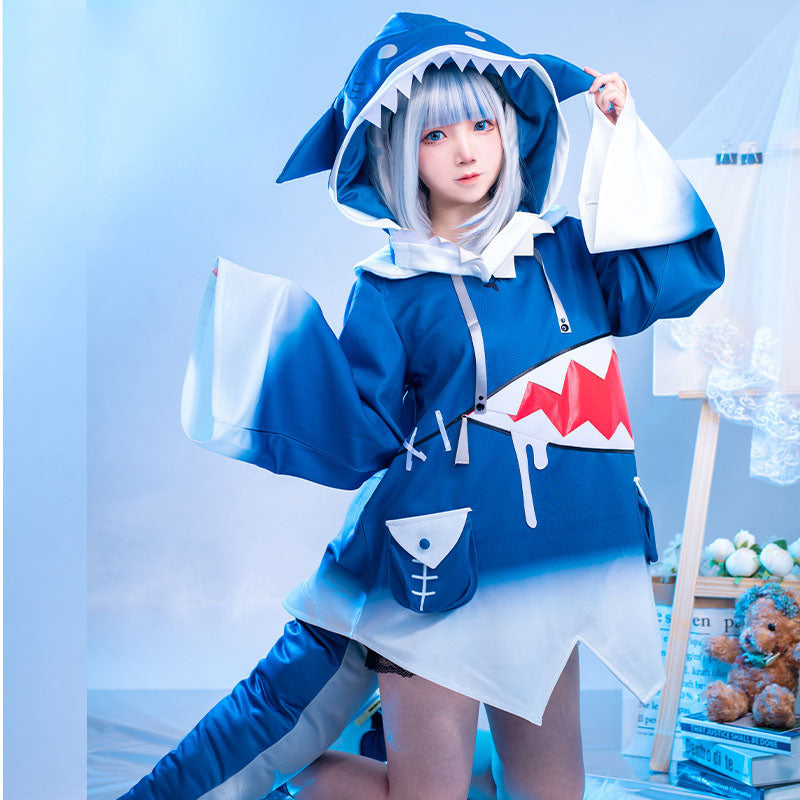 Hololive VTuber virtual anchor Kawu Gula shark cosplay costume wig