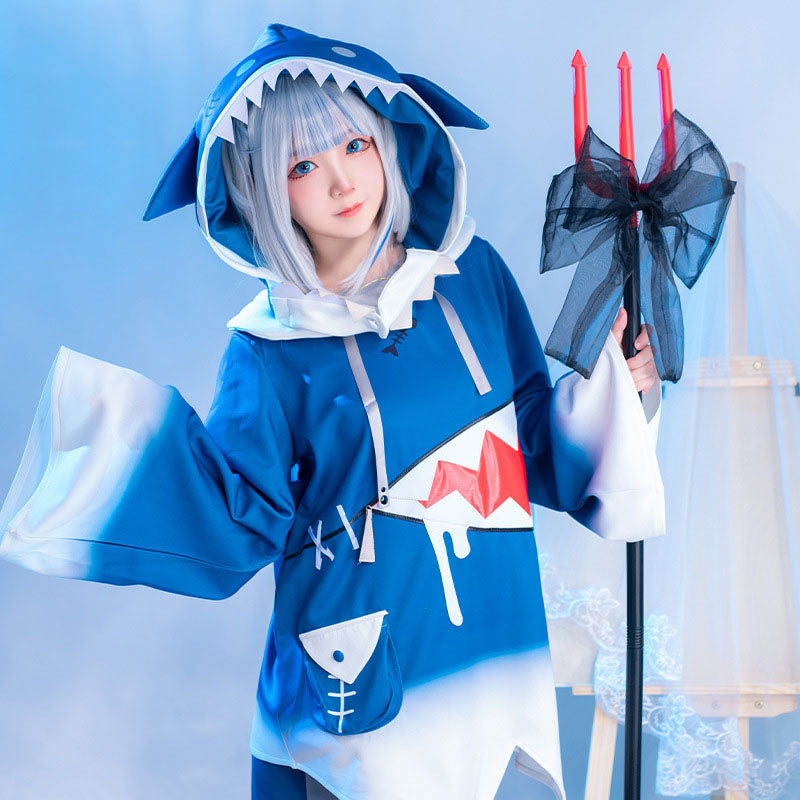 Hololive VTuber virtual anchor Kawu Gula shark cosplay costume wig