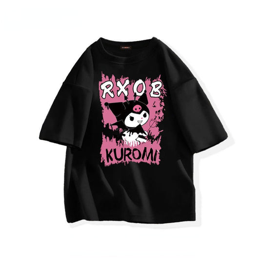 Kawaii Sanrio Kuromi T-shirt Cute Anime Cartoon Lovers' Pure