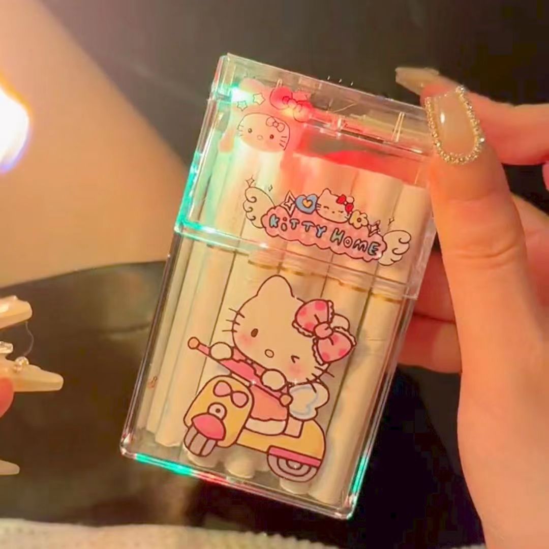 Pacha Dog Cartoon Sanrio Cigarette Box Charging Lighter Integrated Transparent Body Atmosphere Colorful Lights Cute Gift Object