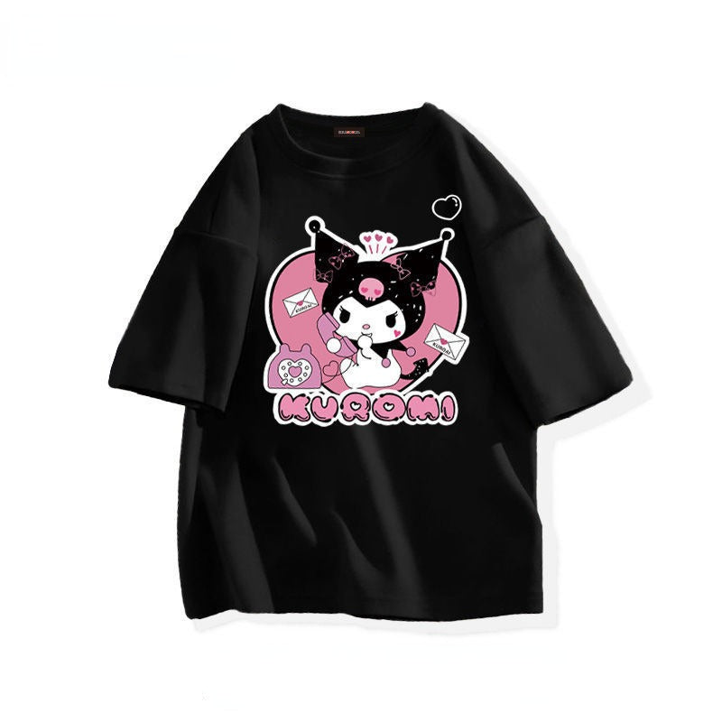 Kawaii Sanrio Kuromi T-shirt Cute Anime Cartoon Lovers' Pure