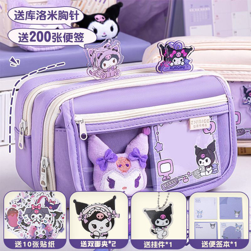 Kuromi Kuromi Transparent Pencil Case Large Capacity Purple High-value Multi-functional Stationery Pencil Case for Primary and Secondary School Students