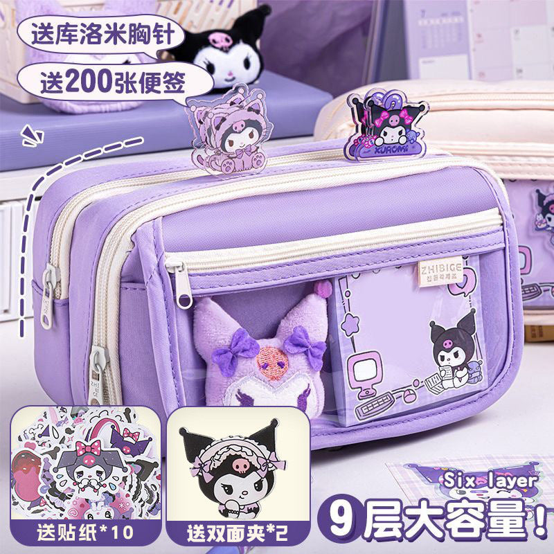 Kuromi Kuromi Transparent Pencil Case Large Capacity Purple High-value Multi-functional Stationery Pencil Case for Primary and Secondary School Students