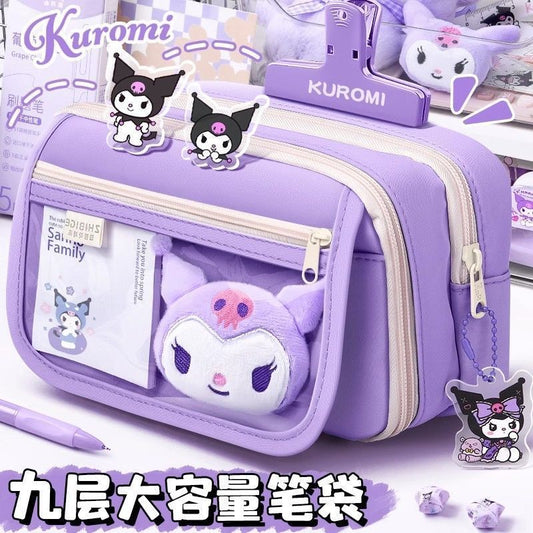 Kuromi Kuromi Transparent Pencil Case Large Capacity Purple High-value Multi-functional Stationery Pencil Case for Primary and Secondary School Students