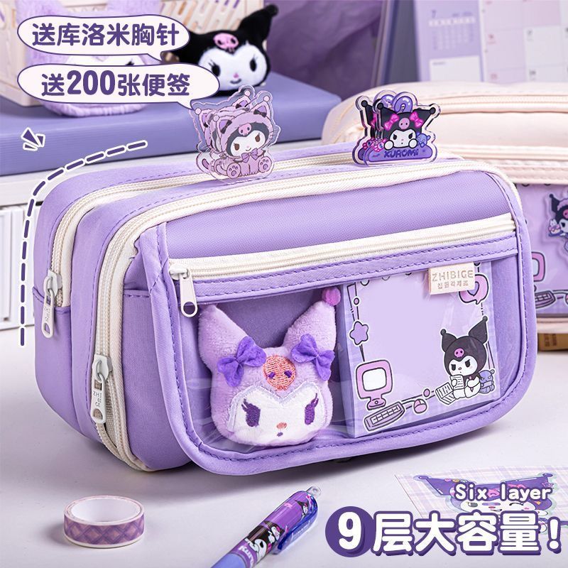 Kuromi Kuromi Transparent Pencil Case Large Capacity Purple High-value Multi-functional Stationery Pencil Case for Primary and Secondary School Students