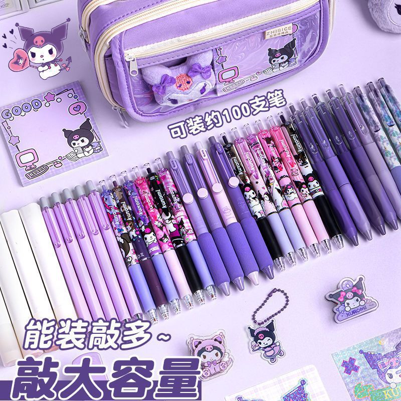 Kuromi Kuromi Transparent Pencil Case Large Capacity Purple High-value Multi-functional Stationery Pencil Case for Primary and Secondary School Students