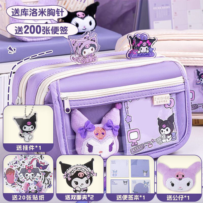 Kuromi Kuromi Transparent Pencil Case Large Capacity Purple High-value Multi-functional Stationery Pencil Case for Primary and Secondary School Students