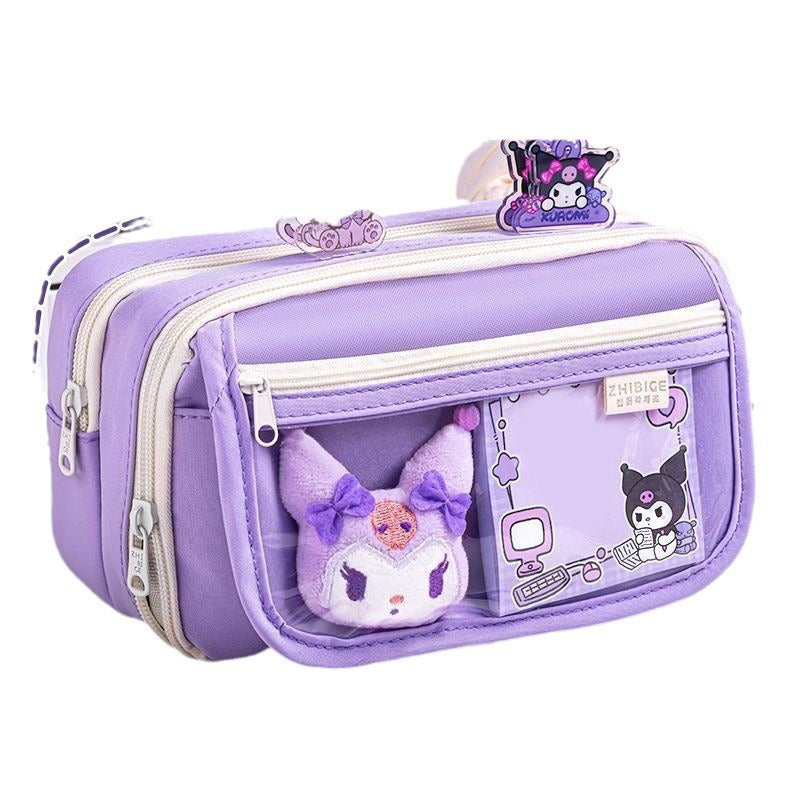 Kuromi Kuromi Transparent Pencil Case Large Capacity Purple High-value Multi-functional Stationery Pencil Case for Primary and Secondary School Students